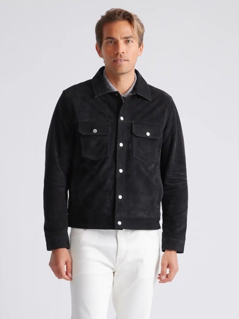 New Quince Italian Suede Trucker Jacket